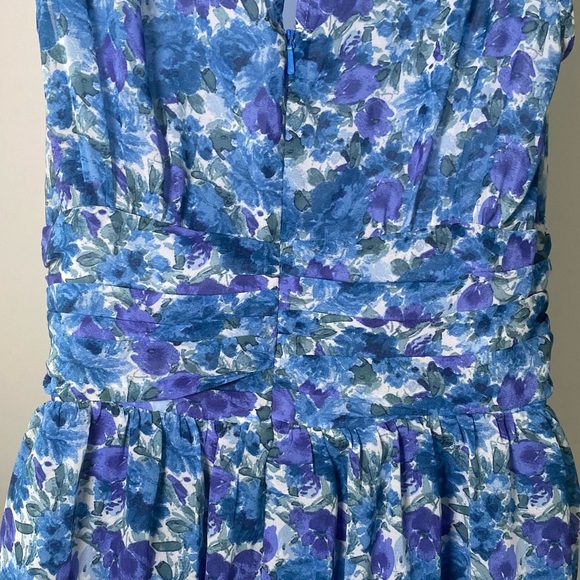 Lulu's Floral Blue/Purple Ruffle V-neck Dress - Picture 7 of 8